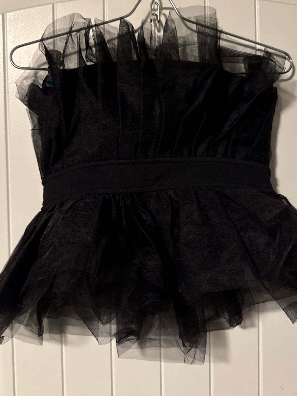 Women’s Sincerly Jules Black Tulle Ruffled Bodice Party Top chiffon like blouse